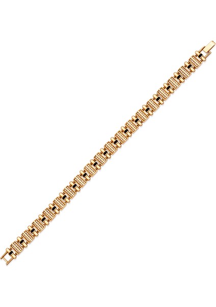Siyah Mineli Pırlanta Taşlı 18 Ayar Rose Gold Kadın Altın Bileklik