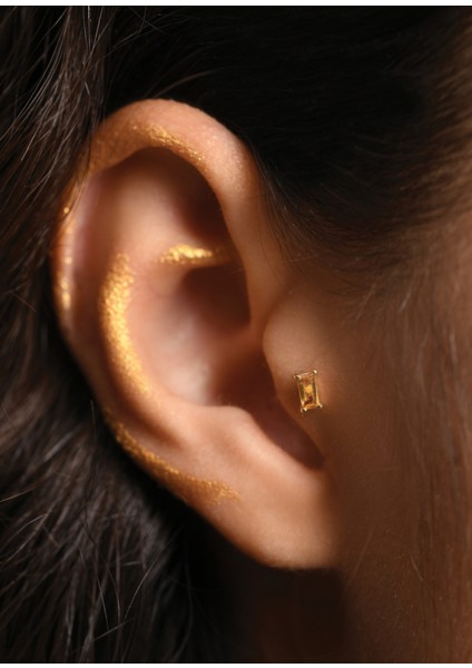Baget Sitrin 14 Ayar Altın Piercing