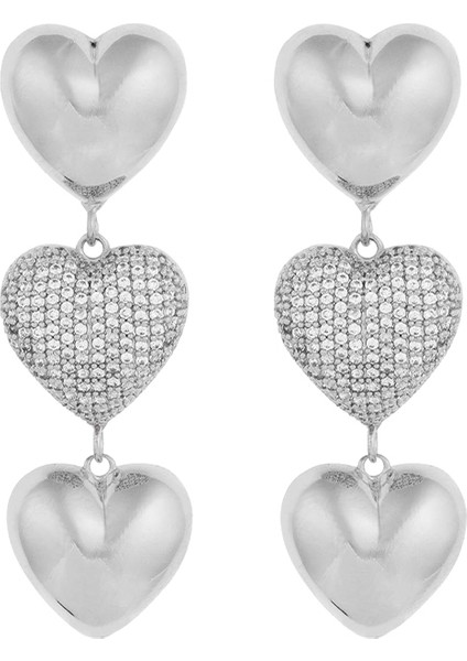 Lovebomb Rhodium Pirinç Üzeri Altın Kaplama Kadın Küpe