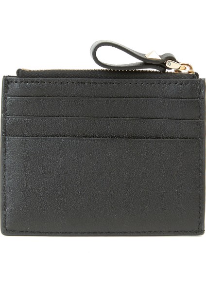 Rockstud Siyah Kadın Deri Kartlık
