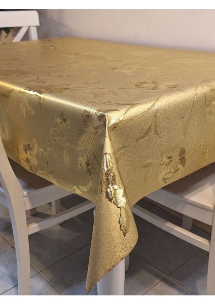 Gold Parlak Silinebilir Masa Örtüsü - Elyaflı Pvc Muşamba indirimleri