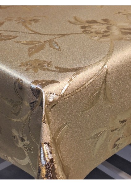 Gold Parlak Silinebilir Masa Örtüsü - Elyaflı Pvc Muşamba