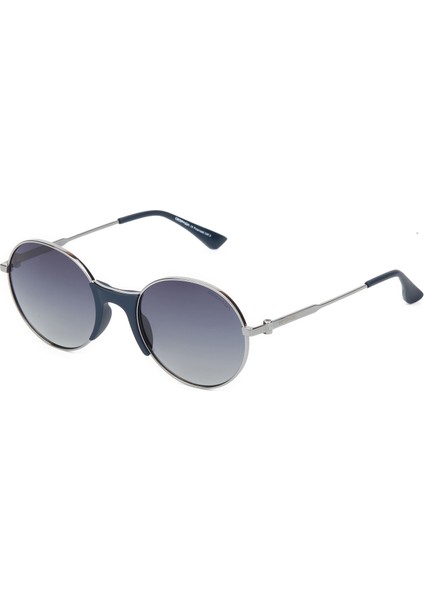 Ds 2323 C3 Metal Yuvarlak Açık Metallik Gri Mavi Unisex Güneş Gözlüğü