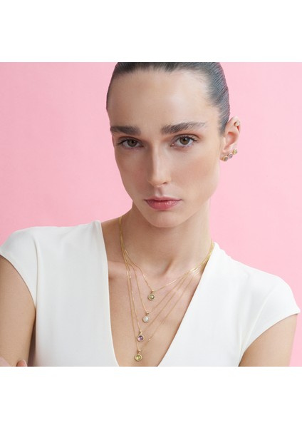 Sweet Aytaşı Doğal Taş 14 Ayar Altın Pembe Kadın Kolye modelleri