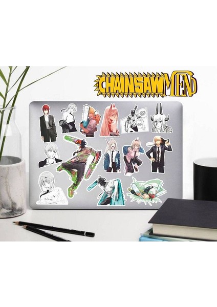Chainsaw Man Testere Adam Sticker Telefon Laptop Notebook Tablet Defter Matara Stiker Etiket