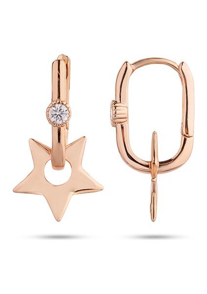 Mini Taşlı Yıldız Rose Gold Kadın Küpe fiyatları