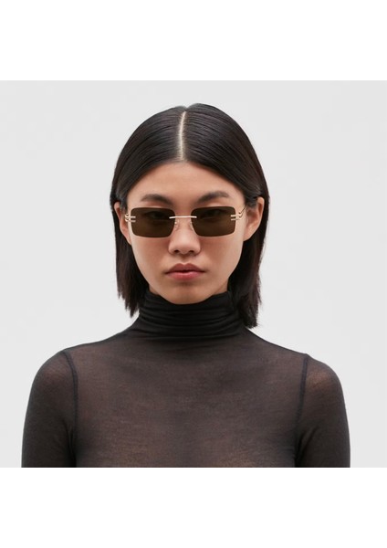 Ginger 6862 7 Dikdörtgen Altın Rengi Unisex Güneş Gözlüğü modelleri