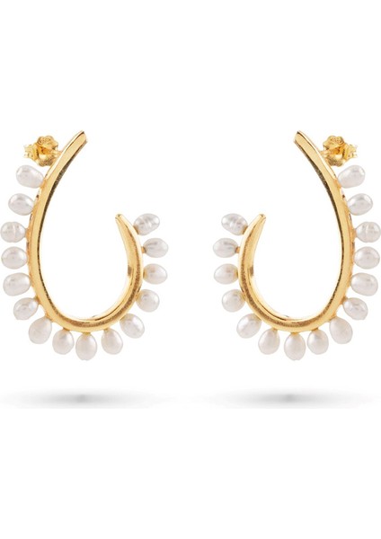 Nyela Gold 925 Ayar Gümüş Kadın Inci Küpe