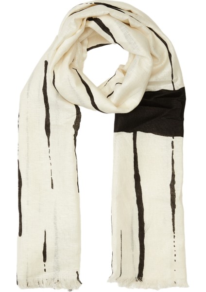 Bej Keten Karışımlı Unisex Şal