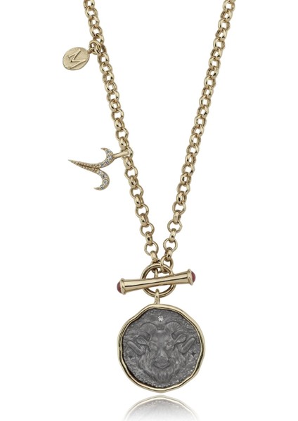 Zodiac Koç Pırlanta Taşlı 14 Ayar Kadın Altın Kolye
