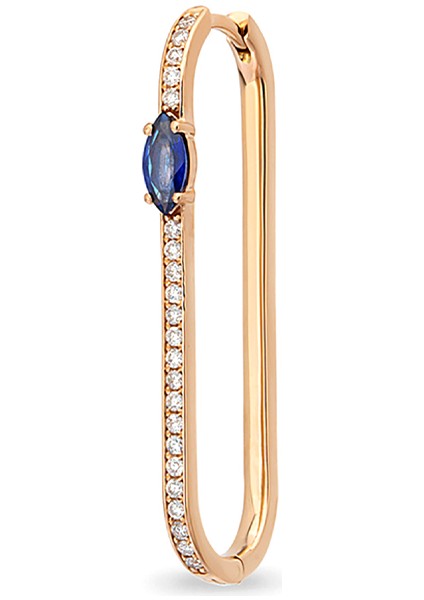 Lina Blue Safir ve Pırlanta Taşlı 18 Ayar Rose Altın Kadın Tek Küpe
