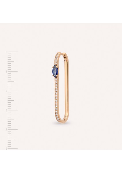 Lina Blue Safir ve Pırlanta Taşlı 18 Ayar Rose Altın Kadın Tek Küpe modelleri