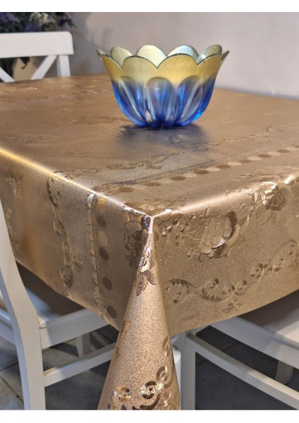 Gold Parlak Silinebilir Masa Örtüsü - Elyaflı Pvc Muşamba