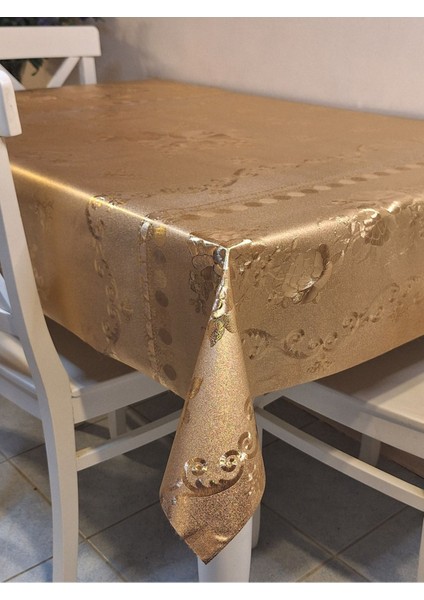 Gold Parlak Silinebilir Masa Örtüsü - Elyaflı Pvc Muşamba indirimleri