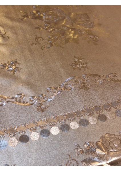 Gold Parlak Silinebilir Masa Örtüsü - Elyaflı Pvc Muşamba