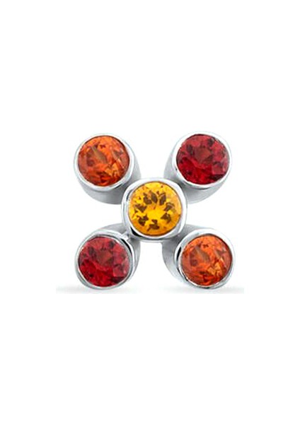 Bliss Flo Multicolor Safir Taşlı 14 Ayar Beyaz Altın Kadın Tek Küpe