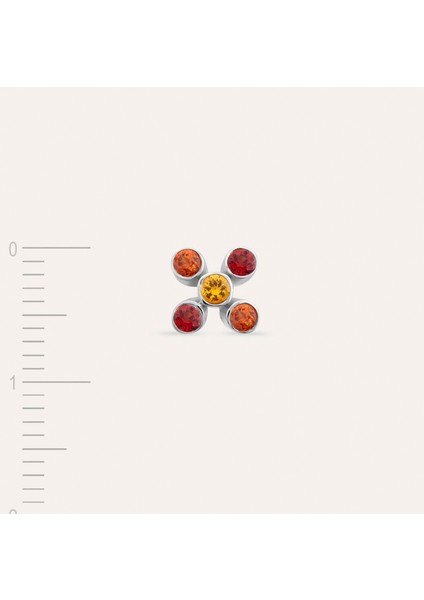 Bliss Flo Multicolor Safir Taşlı 14 Ayar Beyaz Altın Kadın Tek Küpe