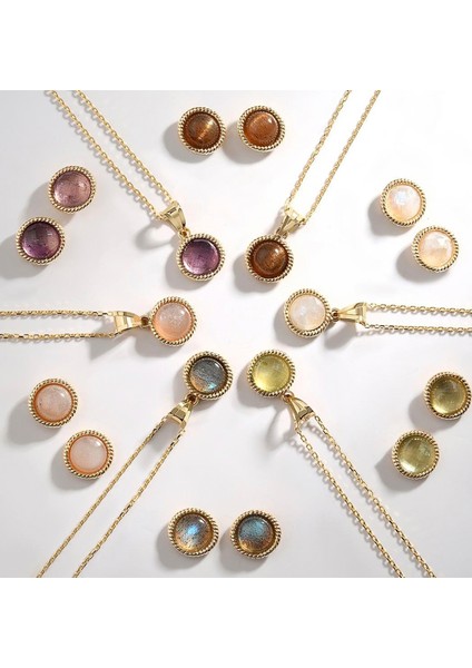 Sweet Prehnite 14 Ayar Altın Doğal Taş Kolye