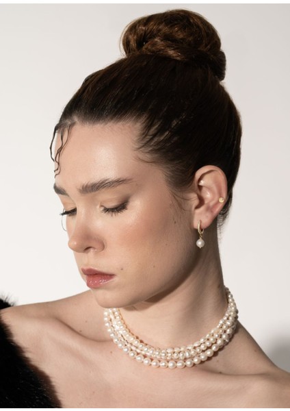 Shelly Mayorka Inci 925 Ayar Gümüş Üzeri 18 Ayar Altın Kaplama Kadın Tragus Piercing Küpe