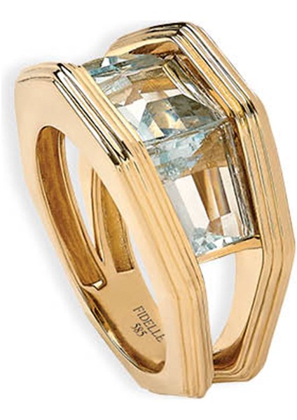 Behold Sky Blue Topaz Taşlı 14 Ayar Altın Kadın Yüzük