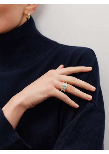 Behold Sky Blue Topaz Taşlı 14 Ayar Altın Kadın Yüzük indirimleri