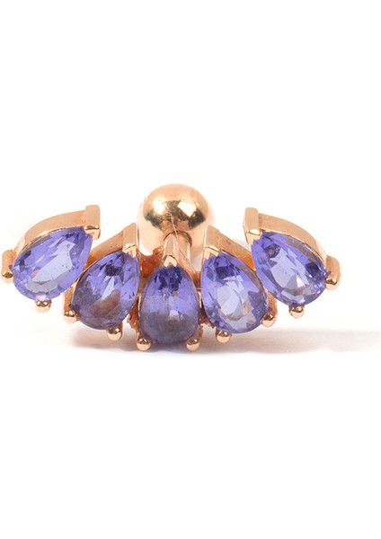 Tanzanite Gold 8 Ayar Rose Gold Kadın Altın Küpe