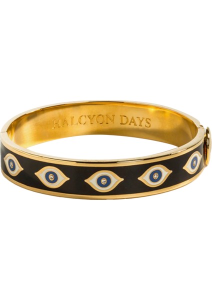 Evil Eye Midnight Blue Gold Hinged Bangle Bileklik