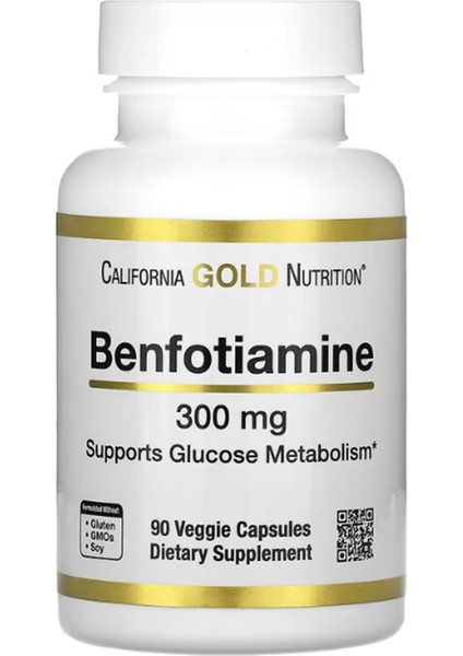 California Gold Nutrition Benfotiamine, 300 mg 90 Veggie Capsules