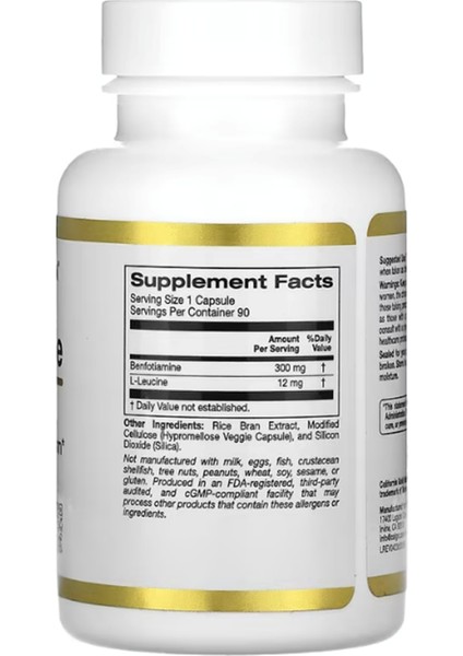 California Gold Nutrition Benfotiamine, 300 mg 90 Veggie Capsules fiyatları