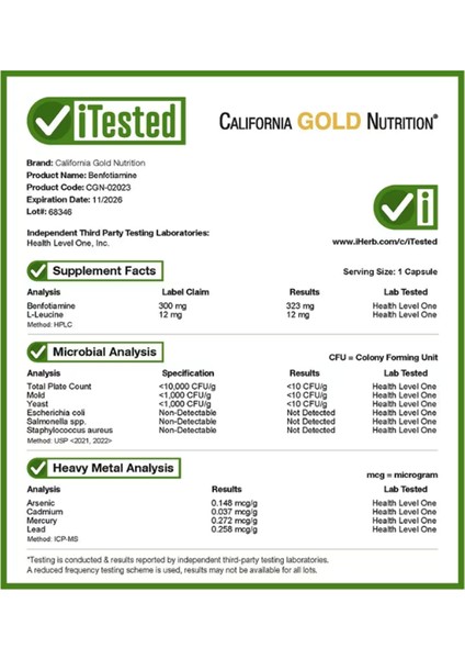 California Gold Nutrition Benfotiamine, 300 mg 90 Veggie Capsules modelleri