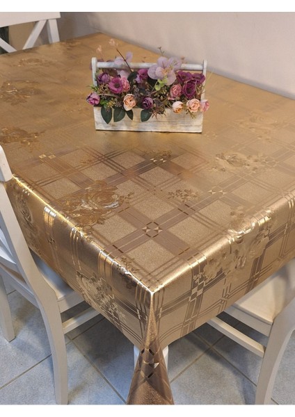 Gold Parlak Silinebilir Masa Örtüsü - Elyaflı Pvc Muşamba modelleri