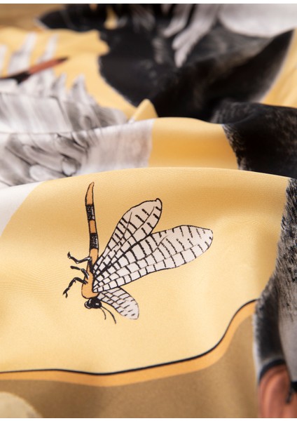 Cabala Swans Orchids Design Art Kadın Ipek Eşarp