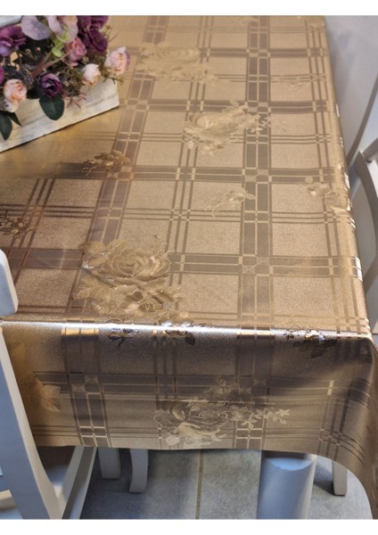 Gold Parlak Silinebilir Masa Örtüsü - Elyaflı Pvc Muşamba fırsatları