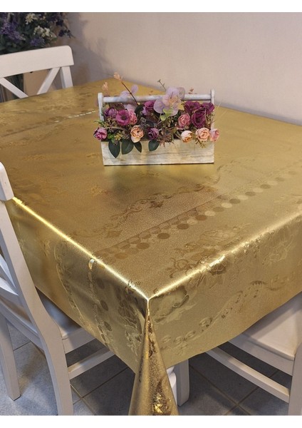 Gold Parlak Silinebilir Masa Örtüsü - Elyaflı Pvc Muşamba fiyatları