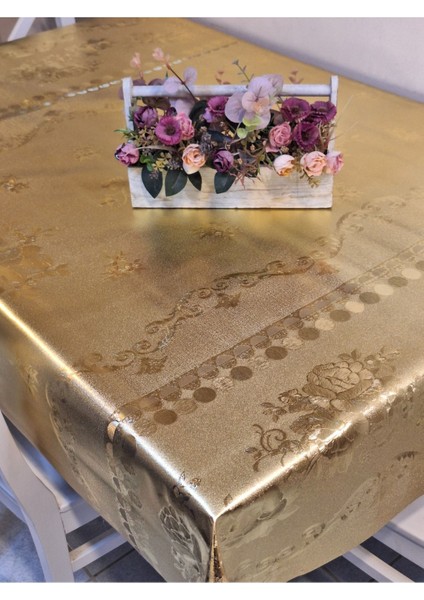 Gold Parlak Silinebilir Masa Örtüsü - Elyaflı Pvc Muşamba modelleri