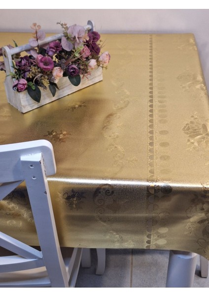 Gold Parlak Silinebilir Masa Örtüsü - Elyaflı Pvc Muşamba fırsatları