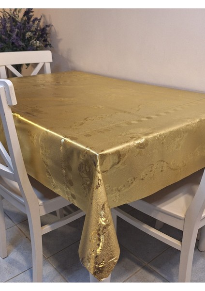 Gold Parlak Silinebilir Masa Örtüsü - Elyaflı Pvc Muşamba indirimleri