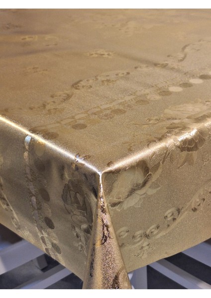 Gold Parlak Silinebilir Masa Örtüsü - Elyaflı Pvc Muşamba