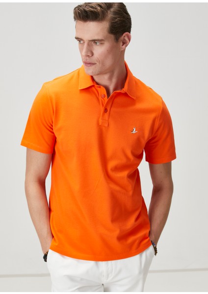 Comfort Fit Turuncu Polo Yaka T-Shirt modelleri
