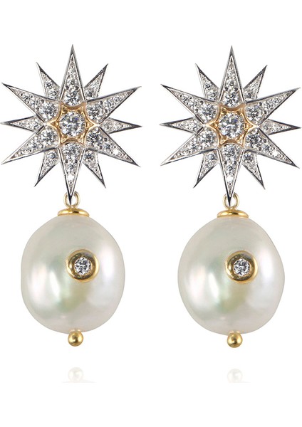 Celestial Star Pearl Zirkon Taşlı Gümüş Kadın Küpe