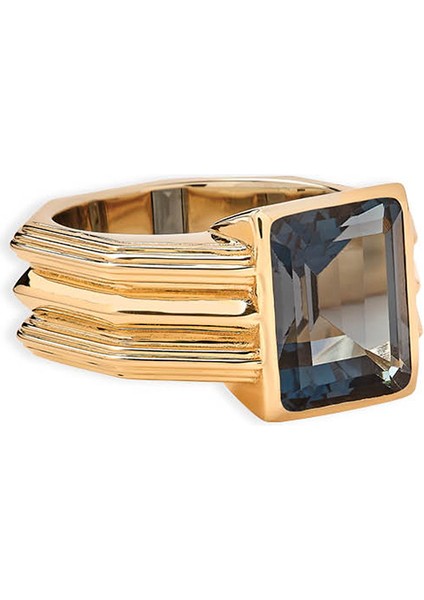 Better Left Unsaid London Blue Topaz Taşlı 14 Ayar Altın Kadın Yüzük modelleri
