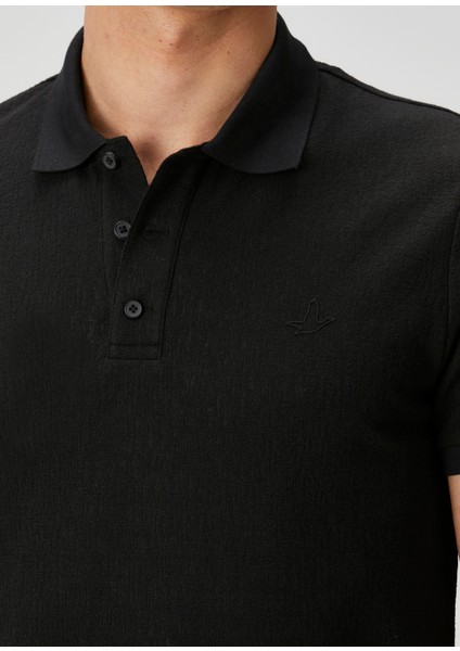 Comfort Fit Siyah Polo Yaka T-Shirt