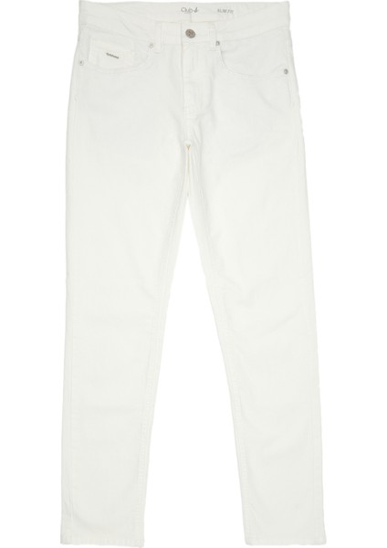 Slim Fit Kırık Beyaz Jean Pantolon