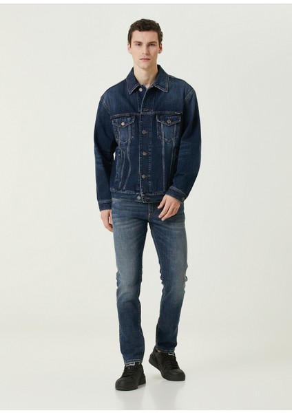 Lacivert Logo Detaylı Jean Pantolon