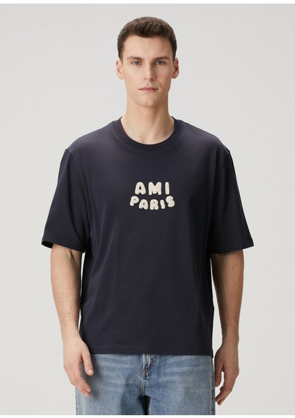 Lacivert Logolu Organik Pamuk T-Shirt