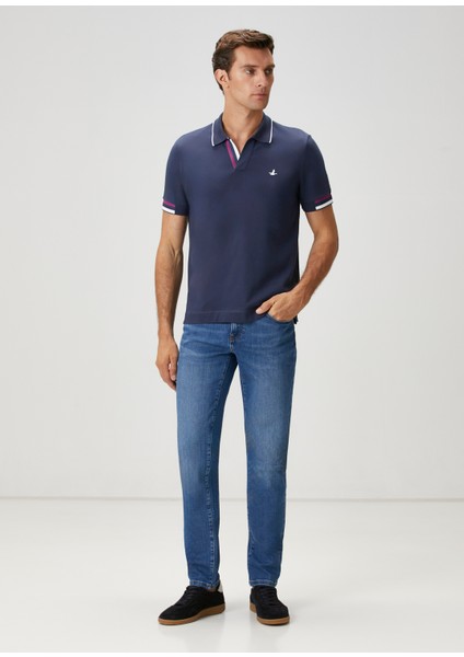 Lacivert Şerit Detaylı Polo T-Shirt fiyatları