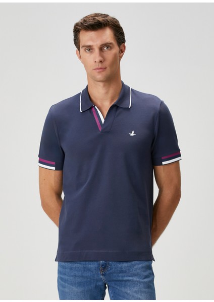 Lacivert Şerit Detaylı Polo T-Shirt modelleri