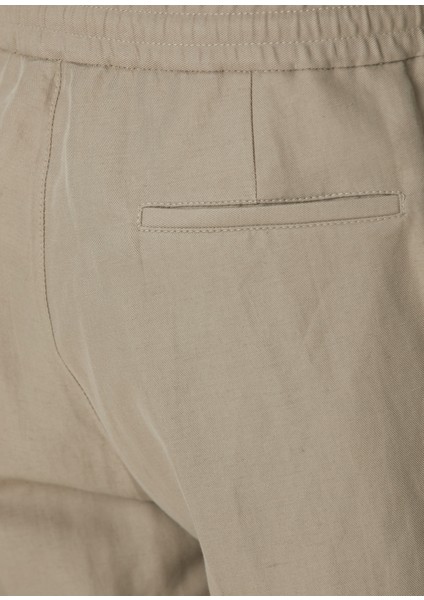 Haki Beli Kordonlu Çift Pilili Keten Pantolon indirimleri
