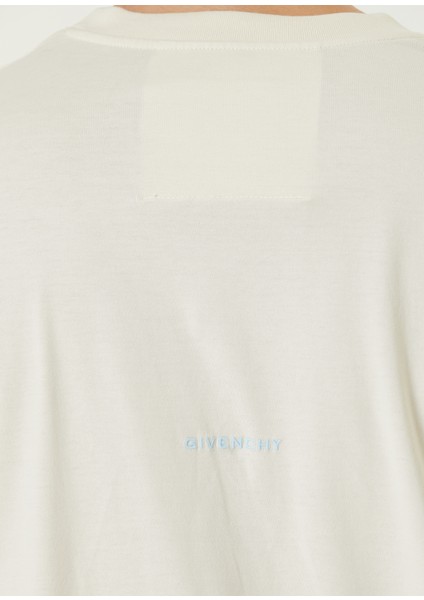 Ekru Logo Nakışlı T-Shirt