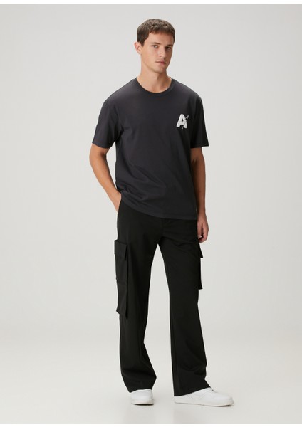 Antrasit Logo Nakışlı T-Shirt modelleri